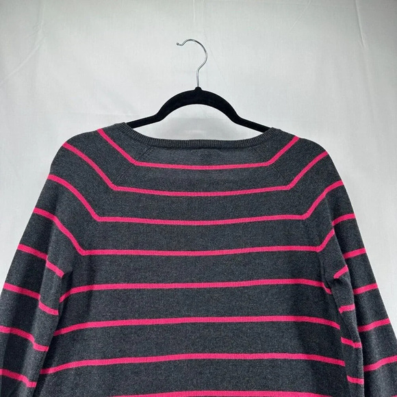Caslon Sweater Womens Size S Striped Tunic Zip Shoulder Long Sleeve Gray Pink - Picture 5 of 11